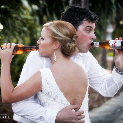 Wedding Photography Couple Drinking Beers