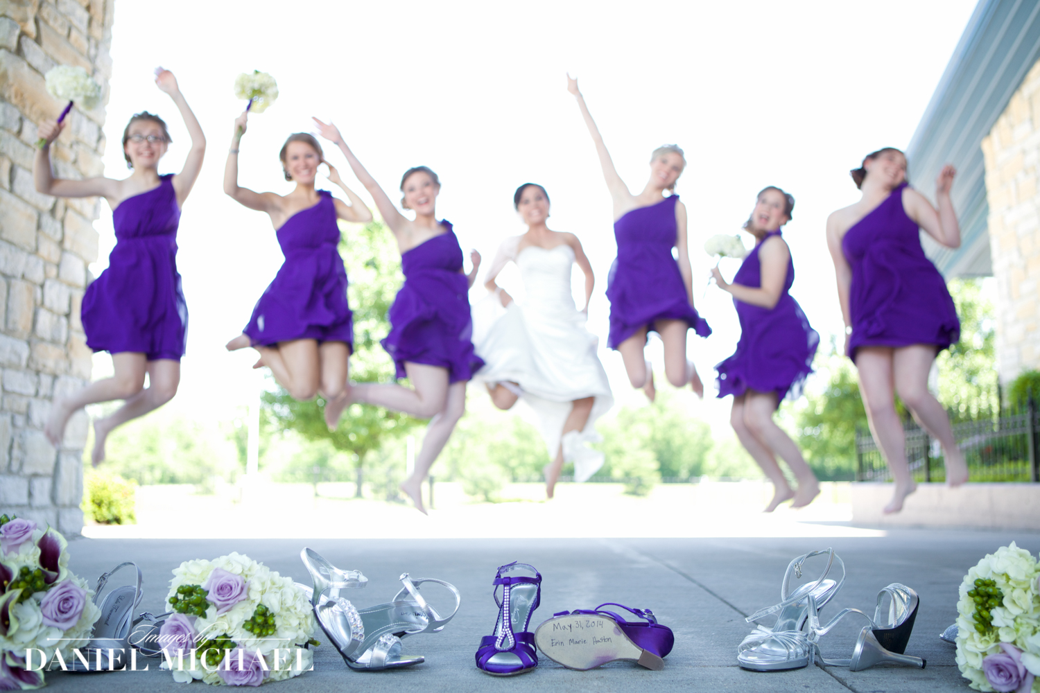 Bridesmaids Jumping with Shoes Off