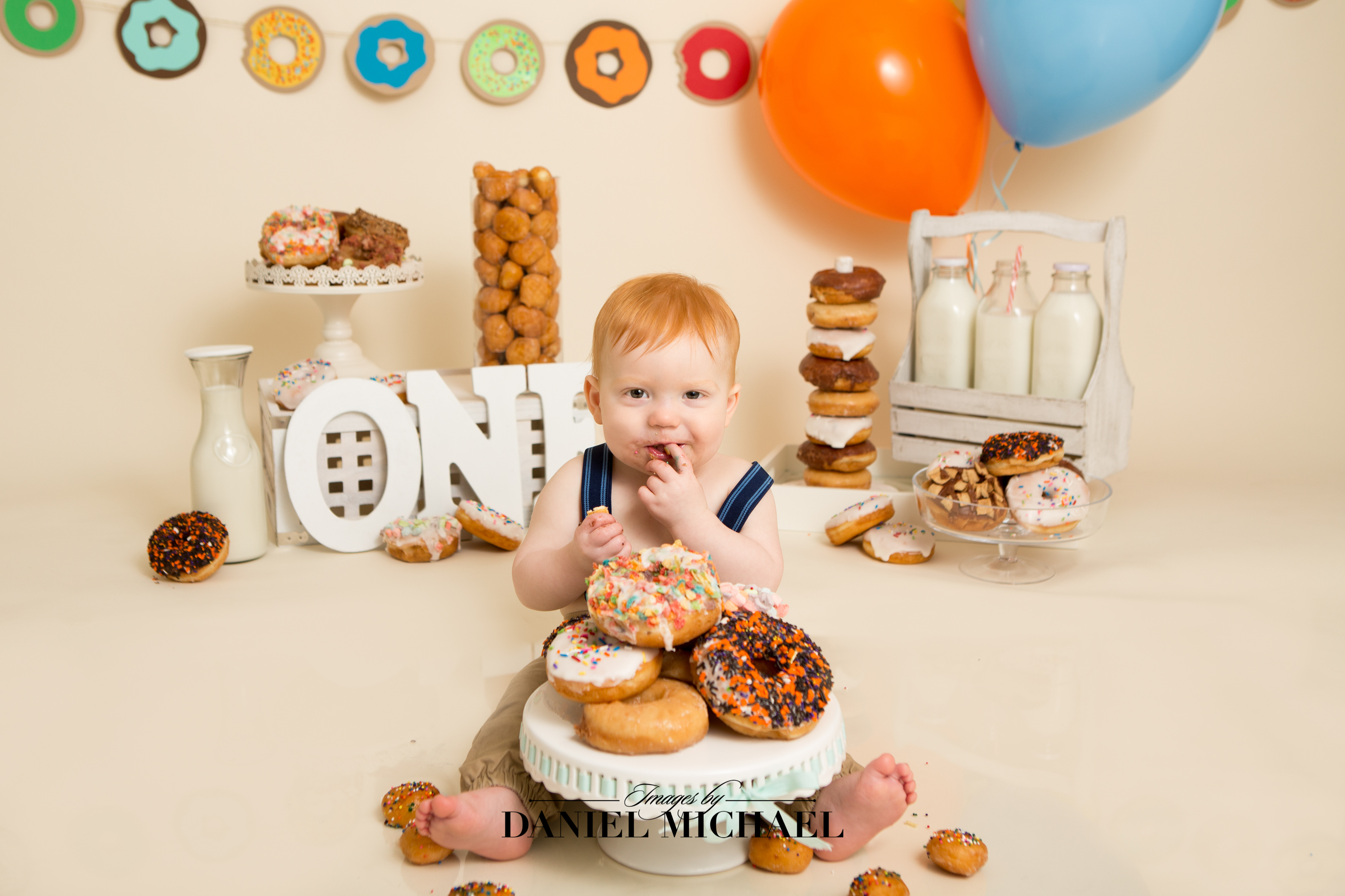 Dough Nut Smash, Do Not Grow Up Theme, First Birthday Portraits, Cincinnati Studio Photography, Jessica Rist