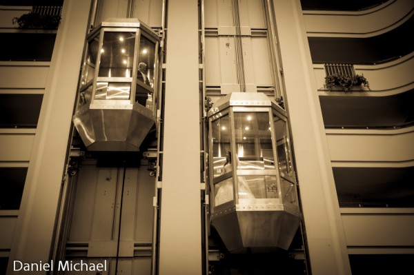 Bride and Groom in Elevators