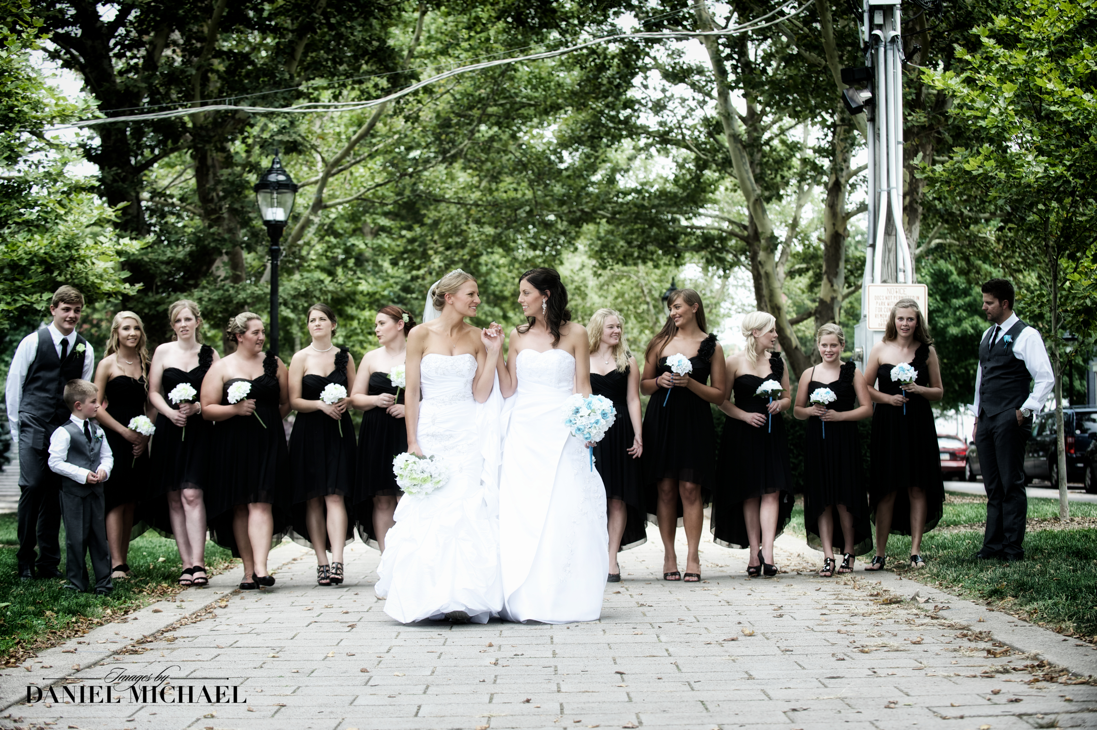 LGBTQ+ Wedding Party Photo with Two Brides
