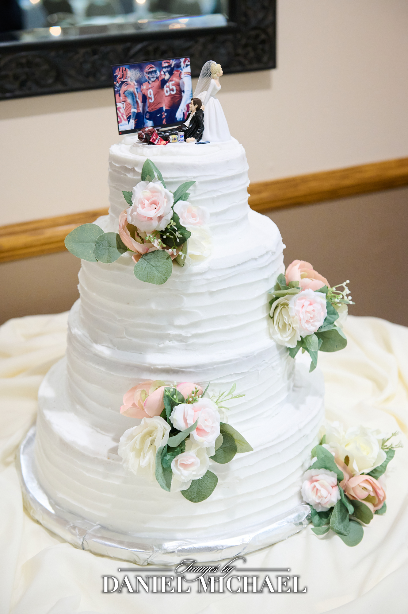 Wedding Cake with Bengals Topper
