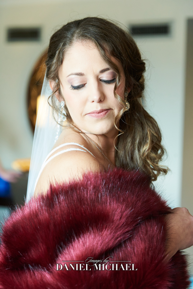 Bride with Grandma's Fur for Wedding Day